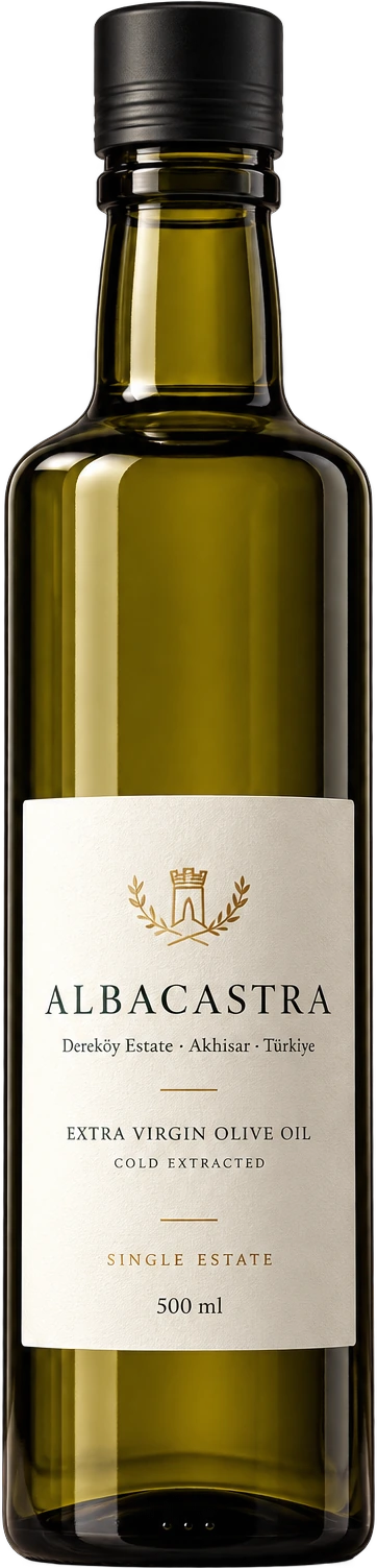 The Albacastra 500 ml bottle in dark olive glass