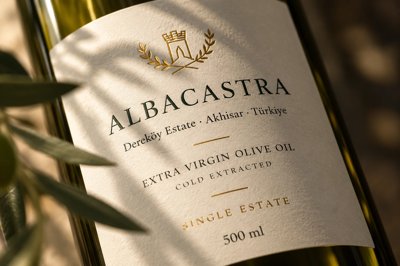 The Albacastra label in close detail: Dereköy Estate, Akhisar, Türkiye
